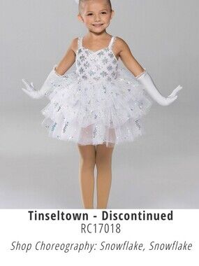 Revolution Dancewear Tinseltown RC17018 Sparkle Snowflake Layered Tutu Skirt 2T?